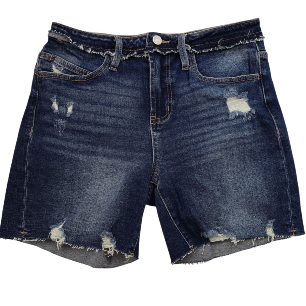 KanCan Distressed Denim Shorts Size 7/27 High Rise Raw Hem Cutoffs